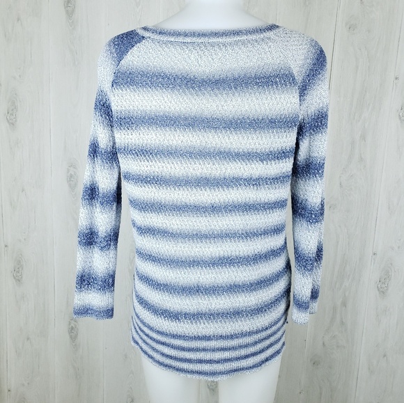 Lou & Grey Striped Sweater Size L Open Knit - Picture 5 of 8